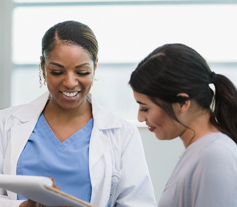 Physician reviewing results with a patient