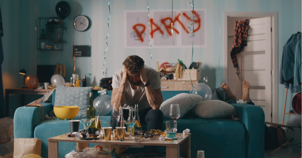 man looking hungover